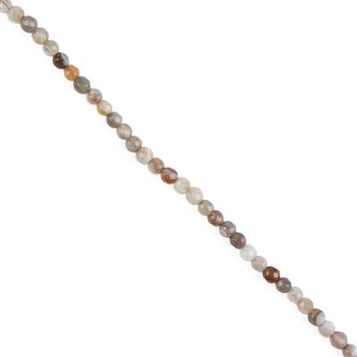 25cts Botswana Agate Faceted Rounds, Approx 4mm, 38cm Strand