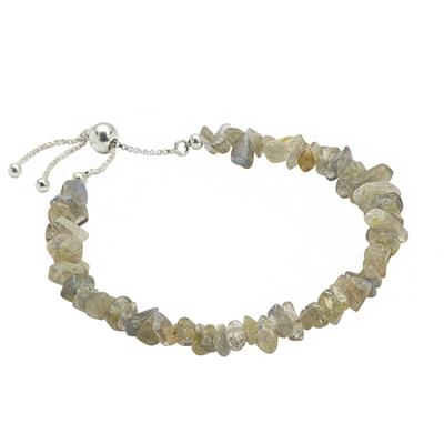 Close Out Deal, 22.95cts Labradorite 925 Sterling Silver Slider Bracelet Approx 9inch 