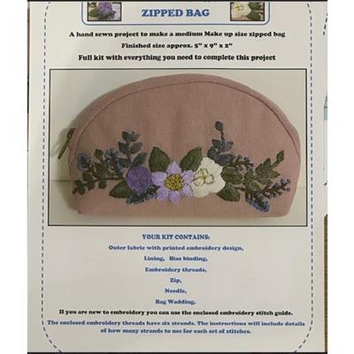 Allison Maryon's Pink Embroidery Makeup Bag Kit (24cm x 15cm)