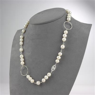 White Freshwater Cultured Near Round Pearls Approx. 8-10mm, 38cm Strand
