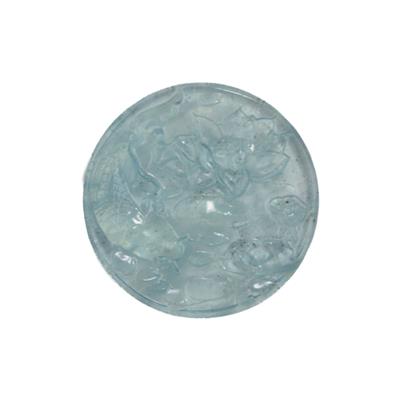 150cts Kashmir Aquamarine Koi & Flower Carved Pendant Approx 52 -55mm, 1pc