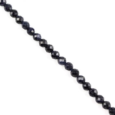 28cts Sapphire Faceted Rounds Approx 3mm, 38cm Strand