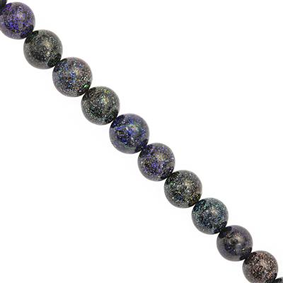30cts Australian Black Opal Smooth Round Approx 4 to 7mm, 19cm Strand