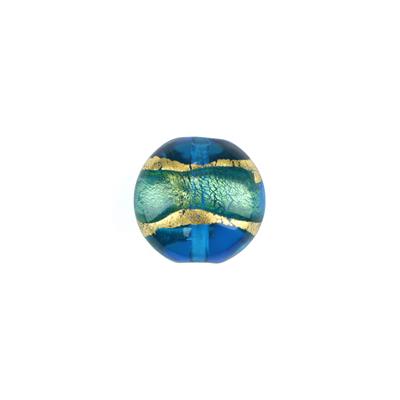 Murano Glass Dark Aqua Serale Bombe Beads, Approx 10mm (1pk)