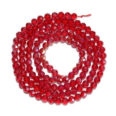 AB Coated Red Approx 8mm Faceted Glass Rounds, 1m 