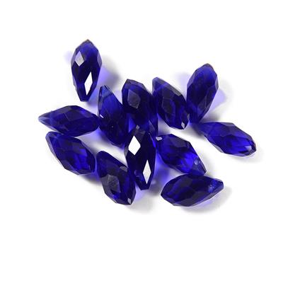 Bright Blue 12mm Pear/Drop Shape Glass Beads, Approx 12pcs 