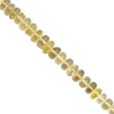 75cts Lemon Quartz Graduated Smooth Rondelle Approx 5x2.5 to 8.5x5mm, 19cm Strand