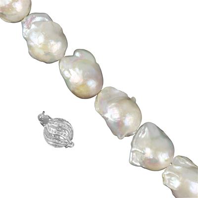 925 Sterling Silver, Twisted Hollow Clasp & White Freshwater Nucleated Cultured Baroque Pearl Project With Instructions By Suzie Menham