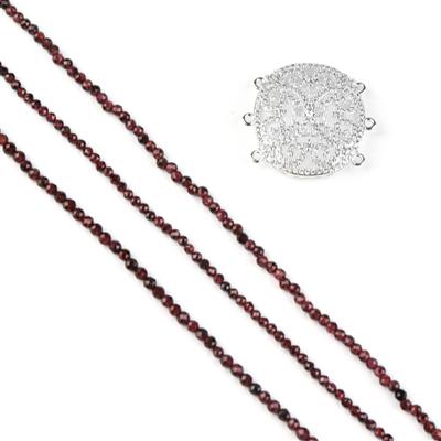 Lady in Red! 3x Strands Garnet Faceted Rounds & Multi-Strand Connector