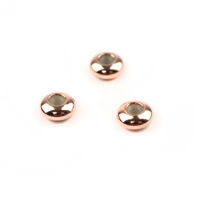Rose Gold 925 Sterling Silver Rondelle Slider Beads Approx 7x3mm, 4pcs