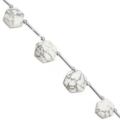 75cts Magnesite Faceted Hexagon Approx 11 to 14mm, 20cm Strand with Spacers