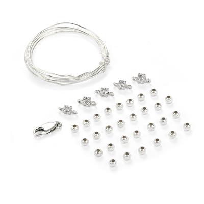 925 Sterling Silver White Topaz and Spacer Bead Bracelet Project, 37pcs With Downloadable Instructions By Claire Macdonald