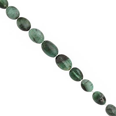 40cts Emerald Graduated Smooth Oval Approx 6x4.5 to 11x8mm, 20cm Strand