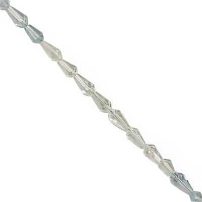 7cts Multi Aquamarine Faceted Drops Approx 4x2 to 5x3mm 20cm Strand.