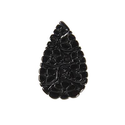 13cts Type A Black Jadeite Carving Pendant Approx 25x40mm