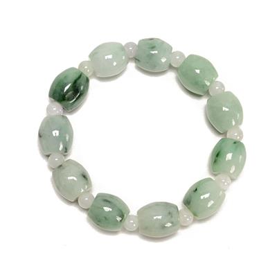 180cts Type A Jadeite Drums Approx 11-12x12-13mm & Rounds Bracelet