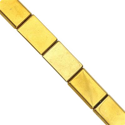 210cts Gold Color Coated Hematite Flat Rectangle Approx 23x15mm, 20cm Strand 