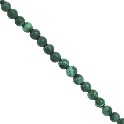 40cts Malachite Smooth Round Approx 3 to 4mm 25cm Strands 