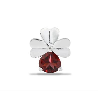 925 Sterling Silver Clover Pendant with Red Garnet, Approx 14mm