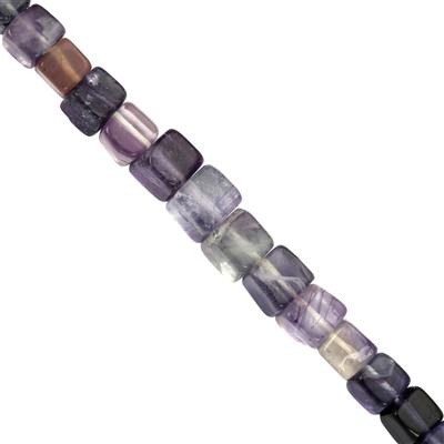 56cts Blue John Fluorite Smooth Cube Approx 4mm to 6mm, 19cm Strand with Spacers