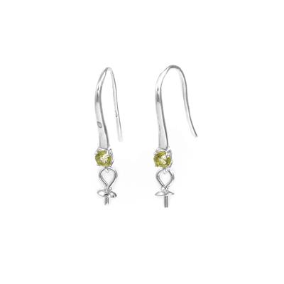 925 Sterling Silver Drop Earrings with Peg and Peridot 