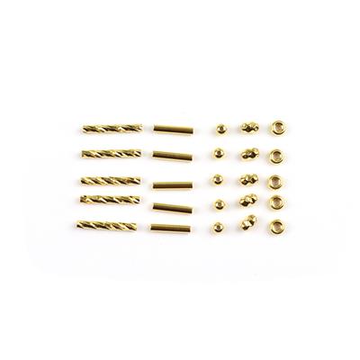 Gold 925 Sterling Silver Spacer Beads, 5 designs , 25pcs (5 per design)