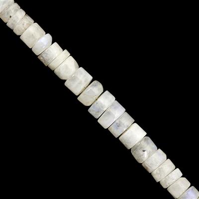 75cts Rainbow Moonstone Smooth Wheel Approx 3x1 to 8x4mm, 30cm Strand