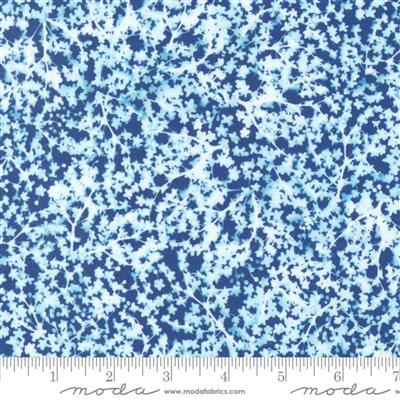 Moda Janet Clare Bluebell Collection Queen Anne Florals Sunprint Cyanotype Prussian Blue Fabric 0.5m