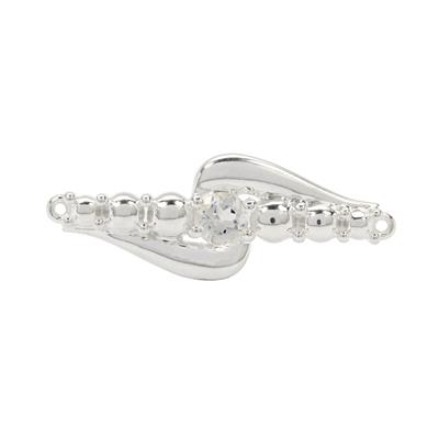 925 Sterling Silver White Topaz Twist Connector, Approx 32x12mm