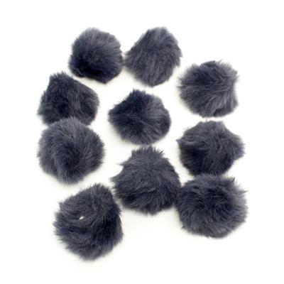 Navy Faux Fur Pom Poms, 4cm (10pcs/pack)