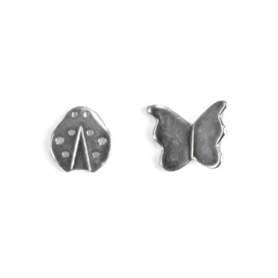 925 Sterling Silver Butterfly & Ladybird Solderable Accent, Approx 6mm 