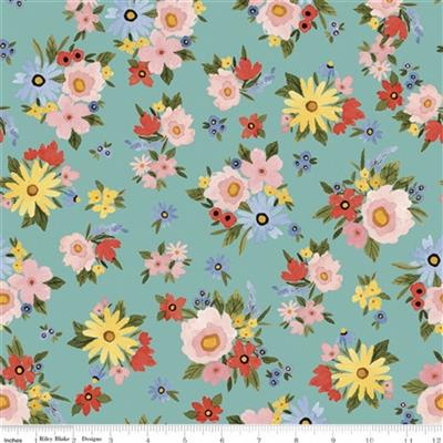 Echo Park Paper Co. Beautiful Day Sea Glass Floral Fabric 0.5m