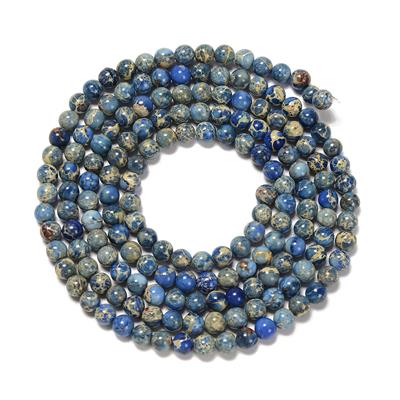 220cts Dyed Royal Blue Terra Jasper Plain Rounds Approx 6mm, 1m Strand