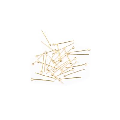 Gold Plated 925 Sterling Silver Eye Pins Approx 25mm 22 Gauge (0.64mm) (30pcs)