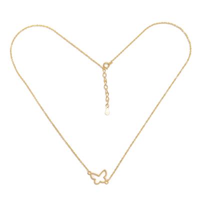 Gold 925 Sterling Silver Butterfly Pendant with 18inch Chain