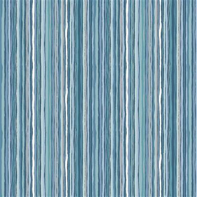 Makower Foxwood Stripe Blue Fabric 0.5m