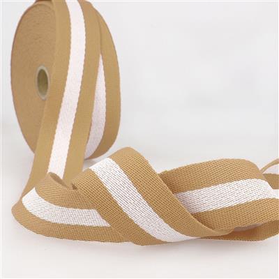 Taupe Stripe Polyester Webbing 40mm x 0.5m (Cut to Order)