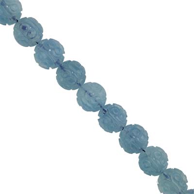 100cts Kashmir Aquamarine Carved Beads Approx 12mm, 10pcs