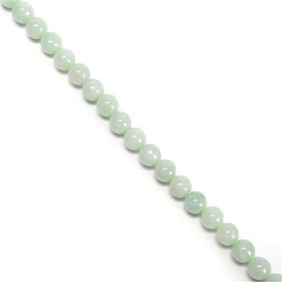 95cts Type A Green Jadeite Plain Round Beads Approx 7mm, 20cm Strand