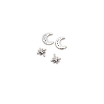 925 Sterling Silver Solderable Accents with CZ 4pcs (2 x Moon Approx 6x7mm & 2 x Star Approx 6mm) WAS £8.99