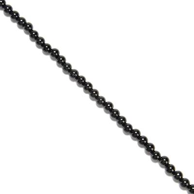 55cts Type A Black Jadeite Plain Rounds Approx 4mm, 38cm Strand