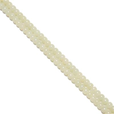 160cts White Khotan Jade Drums Approx 5x6mm, 57cm Strand