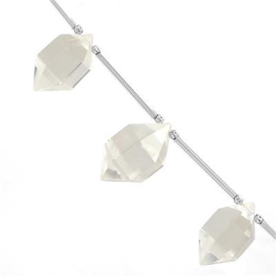 123cts Clear Quartz Faceted Fancy Shapes Approx 24x12 to 29X14mm, 14cm Strand with spacer