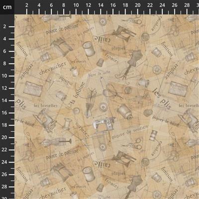 Atelier Collection French Sewing Workshop Tan Fabric 0.5m