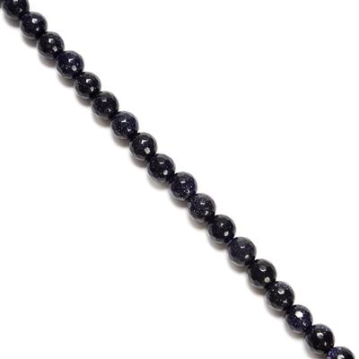 Blue Goldstone Faceted Rounds Approx 8mm, 38cm Strand
