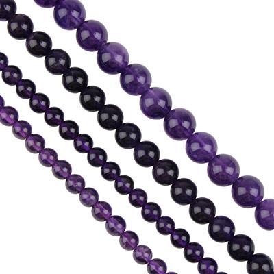 Zambian Amethyst Luxury Suite, 2x 6mm, 8mm & 10mm 