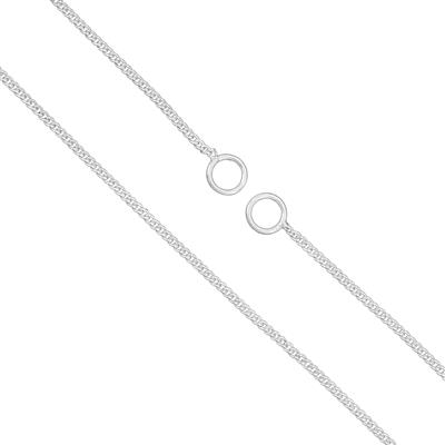 925 Sterling Silver Diamond Cut Curb Chain 1mm with Loops Approx 45cm Pack Of 1pc