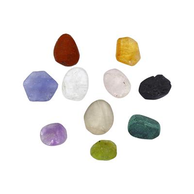 50cts Mixed Gemstones Rough With Flat Back Mix Shape & Size (Pack of 10)