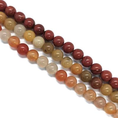 800Cts Kit; Red Jasper Plain Rounds, Carnelian Plain Rounds, Yellow Quartzite Plain Rounds Approx. 10mm, 38cm Strand