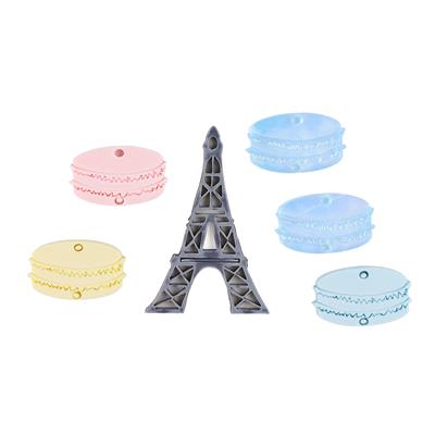 Acrylic Bag Charms: Macarons & Eiffel Tower (6 charms)